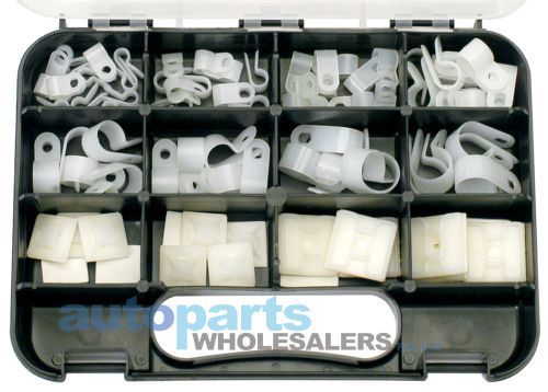 GJ WORKS NYLON CABLE P CLAMPS &amp; WALL MOUNTS GRAB KIT 80 PIECES FREE AUS POSTAGE