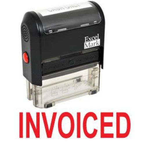 ExcelMark INVOICED Self Inking Rubber Stamp - Red Ink (42A1539WEB-R)