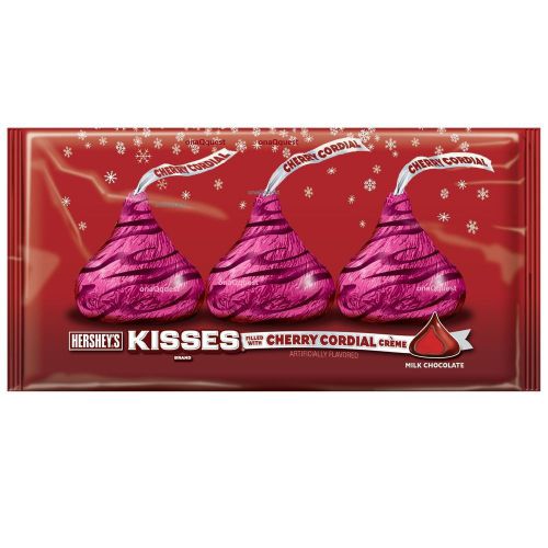 HERSHEY&#039;S Chocolate 8oz CHERRY CORDIAL creme filled KISS kisses candy BB10/2016