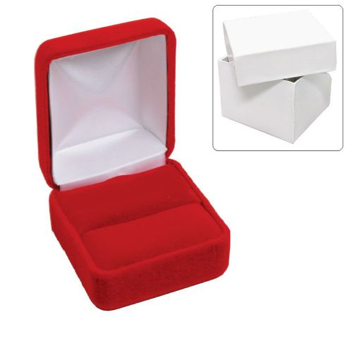 Lot of 48 &lt;high quality&gt; velour ring gift boxes red ring box jewelry boxes for sale