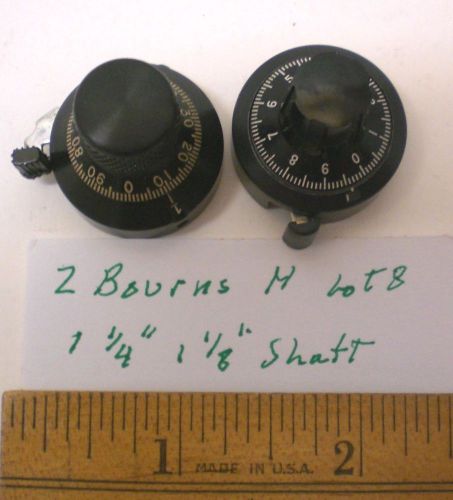2 Precision 10 Turn Indicating Dials, BOURNS # M, 1/4 &amp; 1/8 Shaft, Lot 8, USA