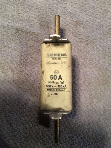 Siemens fuse 3NA3120 with 50amp rating, used