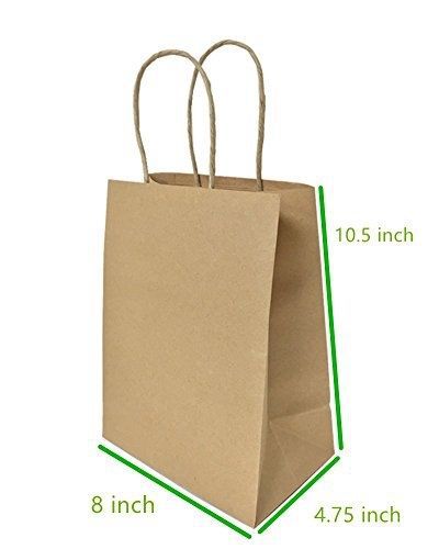 Metrogalaxy premium kraft paper bag 8 &#034; x 4.75 &#034; x 10.5 &#034;, brown, 50 pc gift for sale