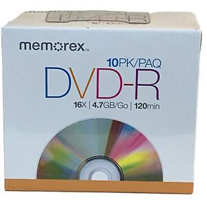 Memorex DVD-R 10 pack 16X 4.7GB 120 minutes each NEW IN SEALED PACKAGE