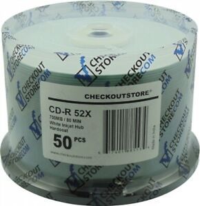 600 CheckOutStore 52x CD-R 80min 700MB ARCHIVAL Hard Coat White Inkjet Hub