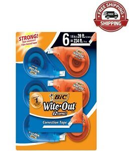 BIC Wite-Out Brand EZ Correct Correction Tape, White, 6 Count