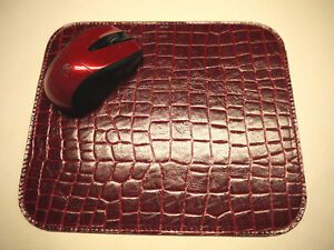 Mouse Pad leather. Crocodile Red  Made in USA