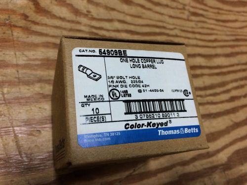 Thomas and betts 54909be  color key connector 1/0awg 1 hole 3/8 pink *set of 10* for sale