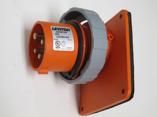 Leviton, 420b12w inlet, 3 pole, 4 wire, 20a, 125/250v ac, orange for sale