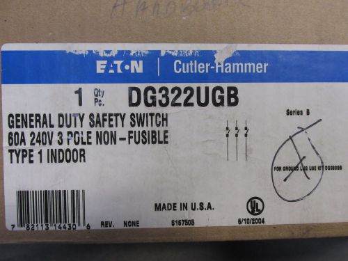 Eaton DG322UGB Safety Switch 3 Pole 60 Amp 240V Fusible Type 1 NEW!!!