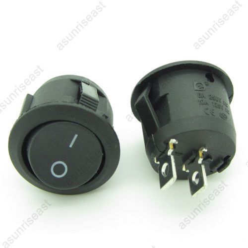 5PCS Mini Round Black 2 Pin SPST ON-OFF Rocker Switch