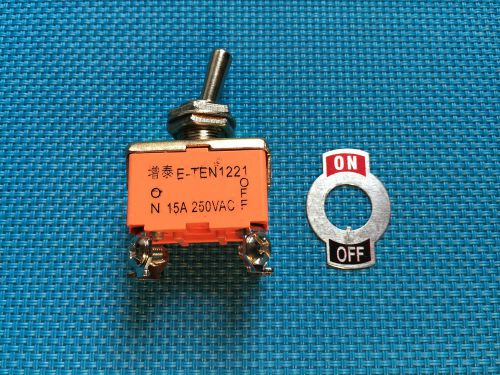 Toggle switch 12mm dpst ac / dc 15a @ 250v motor / appliance / machinery for sale