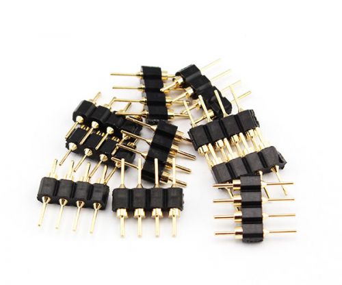 HU 10pcs Black 4 Pin Female To Male Connector For RGB LED Strip Gold Plated US 1