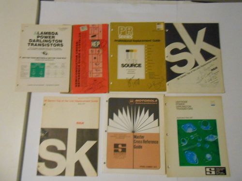 lot of 7 cross referense guides, from the 1970s rca,unitrode,motorola,sss,sk