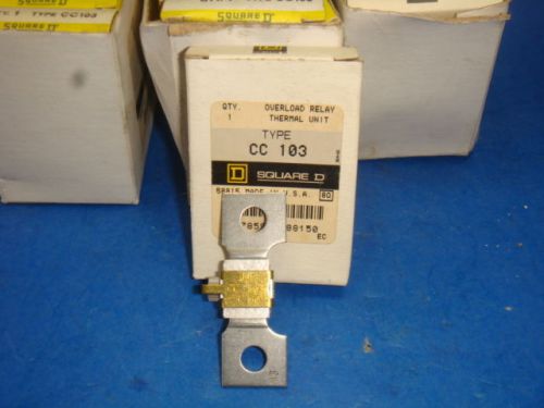 NEW LOT OF 6, SQUARE D CC 103, OVERLOAD RELAY THERMAL UNIT, NEW IN BOX