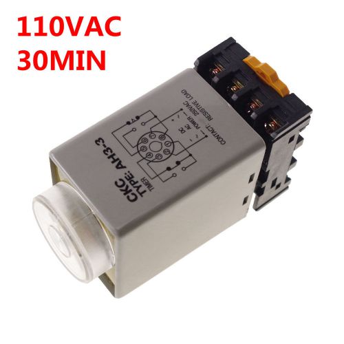 12VDC 3A  0-60 minute Power On Delay AH3-3 Time Relay With Socket Base PF083A