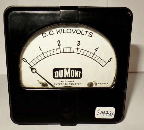Vintage dumont square 3x3&#034; panel volt meter voltmeter 0-5 kv kilavolt 0-1500 vdc for sale