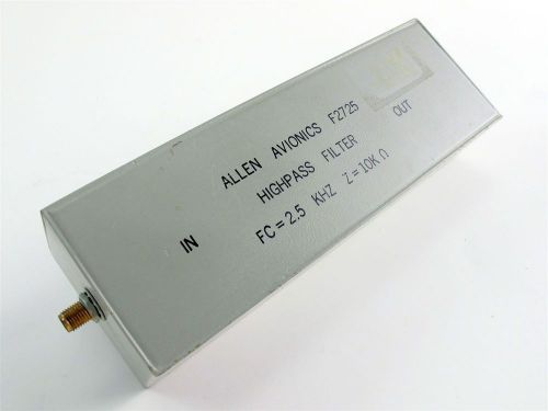 Allen Avionics F2725 Highpass Filter - 2.5 kHz, 10KOHMS, SMA to SMA