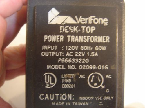 VERIFONE AC Power Supply 22v Model: 02099-01G