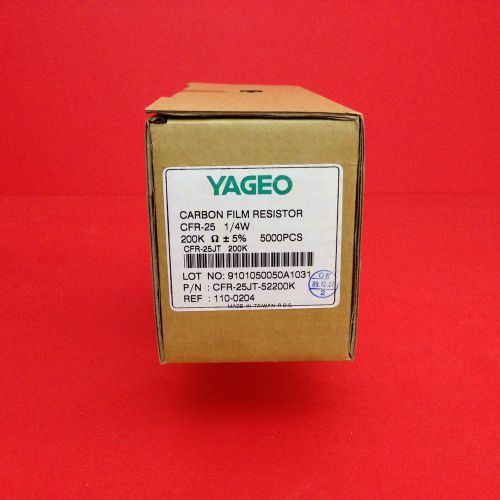 200Kohm 1/4W  5% Yageo Carbon Film Resistors 5,000 Pieces