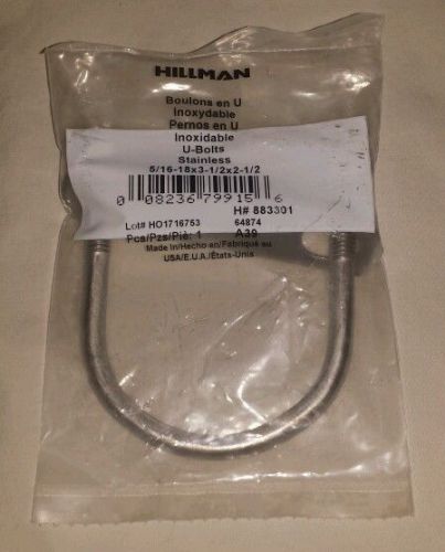 HILLMAN Stainless Steel U-Bolt:  5/16-18x3-1/2x2  Model (H#) 883301