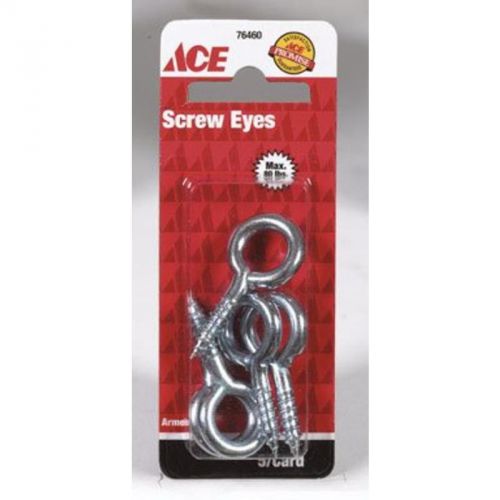 5Pk 1-13/16&#034; Zinc Plated Medium Duty Screw Eyes ACE Hooks and eyes 76460 Zinc
