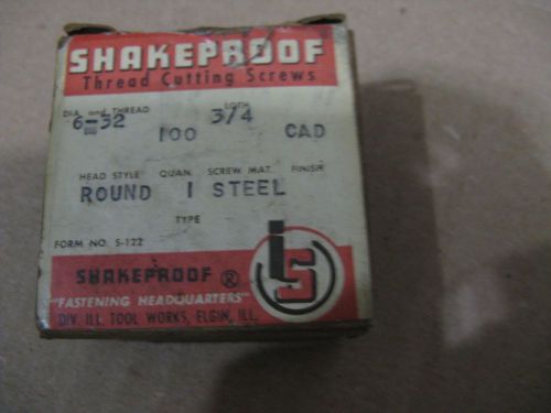 Vintage 6 - 32 x 3/4&#034; long shakeproof thread cutting self tapping machine screw for sale