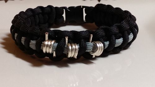 &#034;thin grey line&#034;- correctional officer paracord bracelet with barbwire;  3 barbs for sale