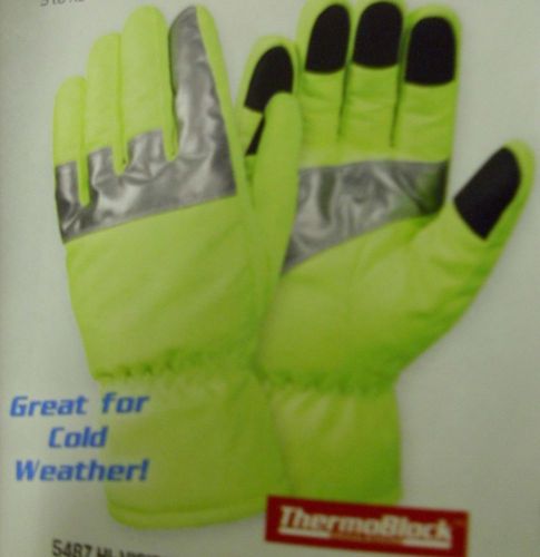 Safety green hi-visibility  gloves with reflective tape for sale