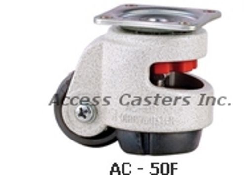 AC-50F Leveling Swivel Caster, 42mm Nylon Wheel, Square Plate, 55 lbs Capacity
