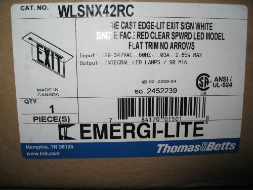 Emergi-lite thomas &amp; betts edge-lit self-powered led exit sign wlsnx42rc for sale