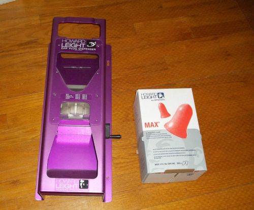 Howard leight ear plug dispenser &amp; 1 box new unopened (500 pair ) max ear plugs for sale