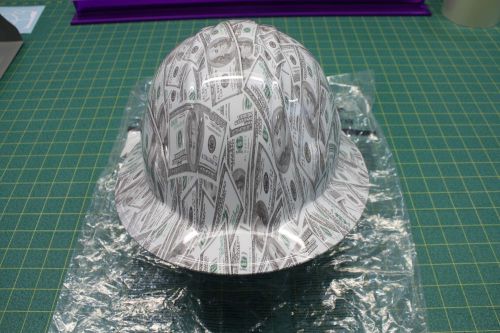 New Custom Money $100 Bills Full Brim Hard Hat Ratchet Head Gear Pyrames Helmet