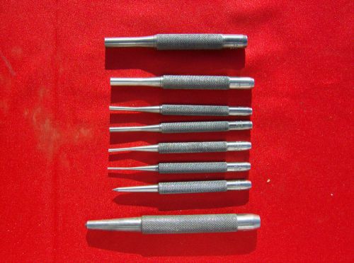 8 Piece Group STARRETT Pin Punches Scribe Center Punch Vintage Tools (639)