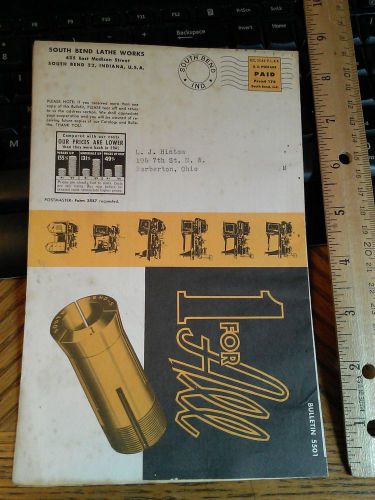 1950s south bend lathe works bulletin advertisement #2 lathe drill press grinder for sale