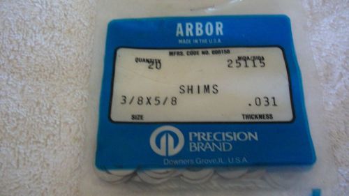 Precision Arbor Shims 3/8&#034; I.D.X 5/8&#034; O.. X .031 thickness (2) packages of 20