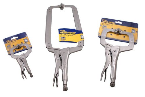 Irwin vise-grip locking clamp w/ swivel pads combo - includes 18sp, 11sp &amp; 6 sp for sale