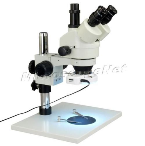 7x-45x zoom trinocular stereo microscope+64 led ring light+metal table stand for sale