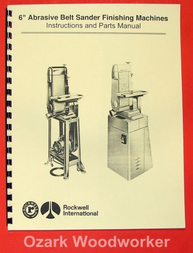 Delta/rockwell/milwaukee 6&#034; belt sanders instructions &amp; parts manual 0961 for sale