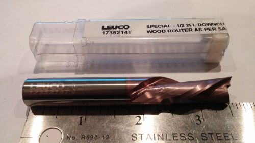 Leuco 1/2&#034; Solid Carbide 2FL Downcut Fish Tail Router Bit 1735214T Made in USA