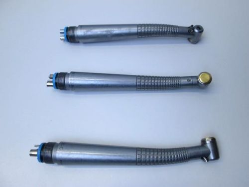 Lot of 3 mti lynx 338c push-button fiber optic high speed dental handpieces for sale