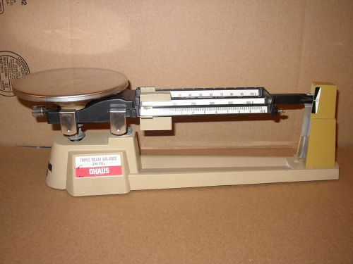 Ohaus Triple Beam Balance measures up to 610 g (2610 g with add weights).