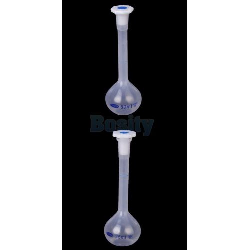 2pcs 25 50ml lab volumetric flask measuring bottle graduated container with cap for sale