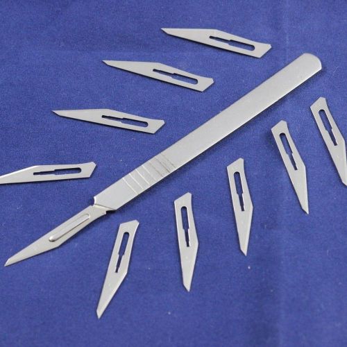 10pcs #11 Carbon Steel Surgical Scalpel Blade Graver Chisel +1pcs #11 Handle