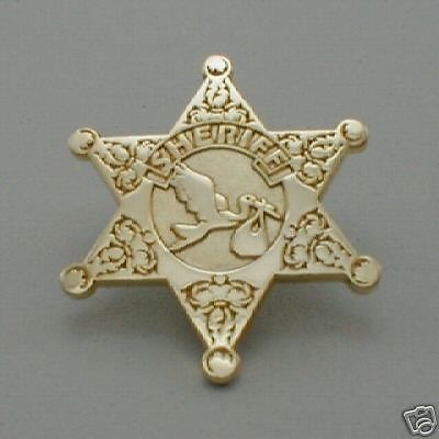 Stork sheriff pin duputy stork &amp; baby pin for sale