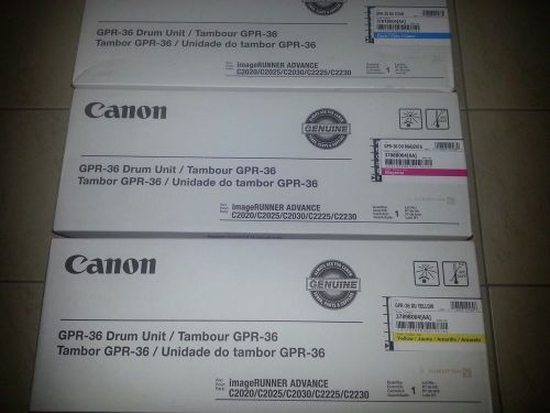 Lot of 3 genuine canon gpr-36 drum unit (yellow,magenta,cyan) for imagerunner for sale