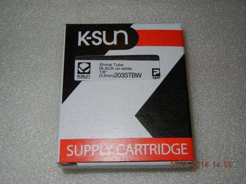 K-Sun 203STBW 3.2mm Shrink Tube BLACK on White Label Cartridge, Brand New
