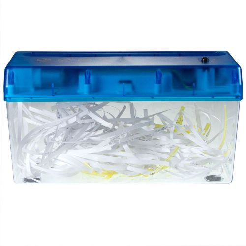 Desktop paper shredder with power cord 2-sheet strip-cut blue office tabletop for sale