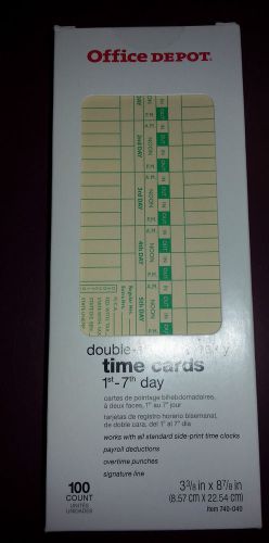 OFFICE DEPOT BIWEEKLY TIME CARDS DAYS 1-7 PN 740-040 2-SIDED 100 COUNT