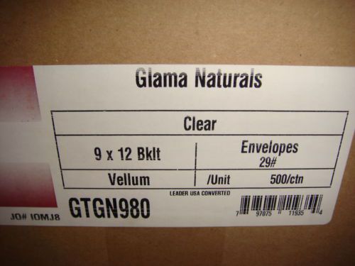 CTI Glama Translucent Clear Vellum 9x12 Envelopes NEW